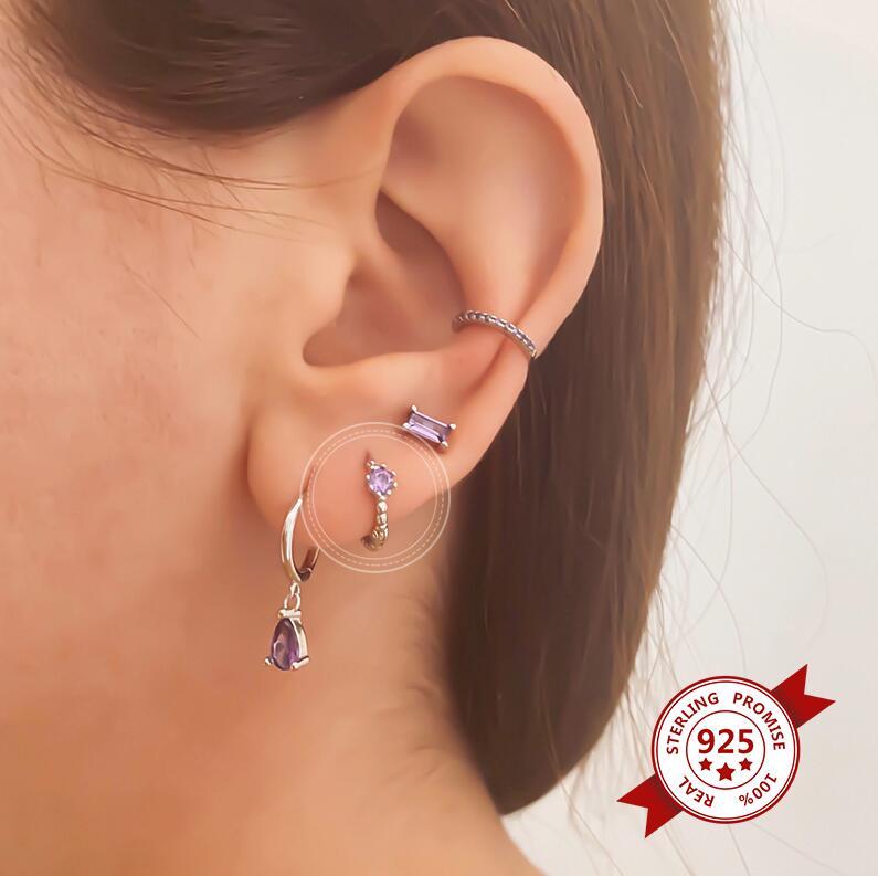 

Hoop & Huggie CZ Crystal Small Earrings 925 Sterling Silver Circle For Women Gold Color Earings 2021 Jewelry Gift H40