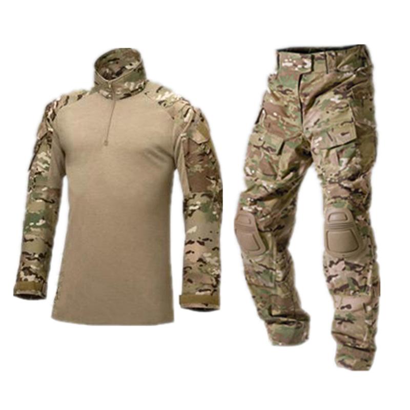 

Four Seasons Men' Outdoor Wear Resistant Long Sleeve Camouflage Suit Army Shooting Suit Hunting Combat Uniform, Black