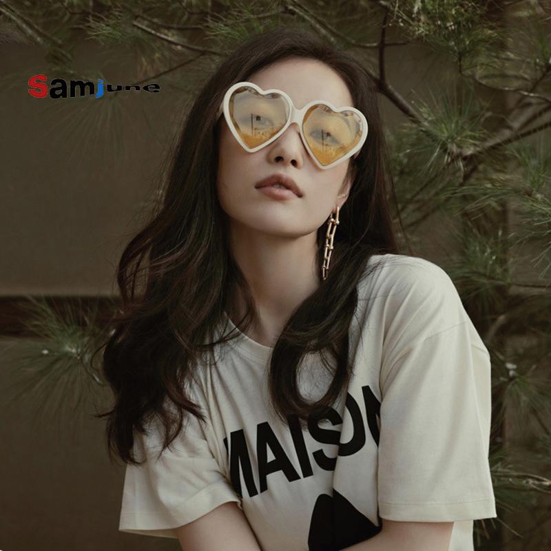 

Samjune Cute Vintage Sunglasses Women Heart Sun Glasses Women Brand Designer Colorful Glasses for Female feminino
