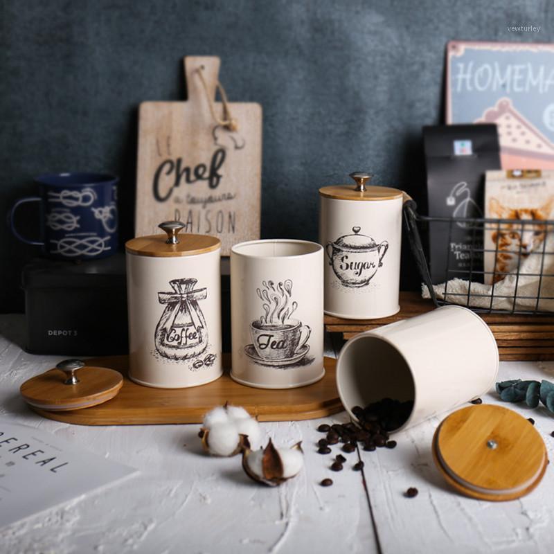 

Coffee Bean Storage Jar Storage Containers Iron Sealed Can Sugar Jar Kitchen Home Organizer1