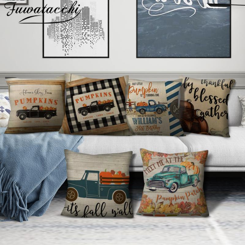 

Fuwatacchi Linen Cushion Cover Car pattern Printed Pillow Covers for Home Sofa Decorative Pillow Case 45x45cm Farmhouse Decor, Hgsfz0099ccdd