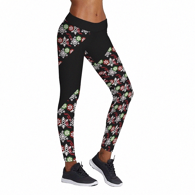 Women's Fashion Casual / Sporty Leggings Elastic Waist Print Full Length Pants Christmas Yoga Stretchy Print Graphic Comfort Mid Waist Slim Gra