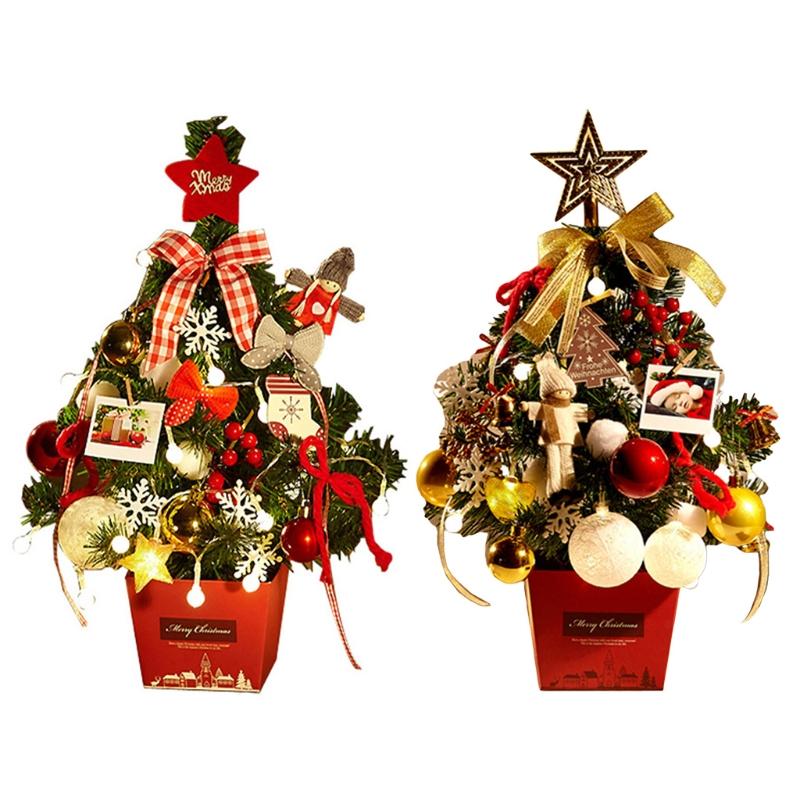 

Desktop Small Mini Artificial LED Christmas Tree with Light Lamp Desk Ornaments Home Decor