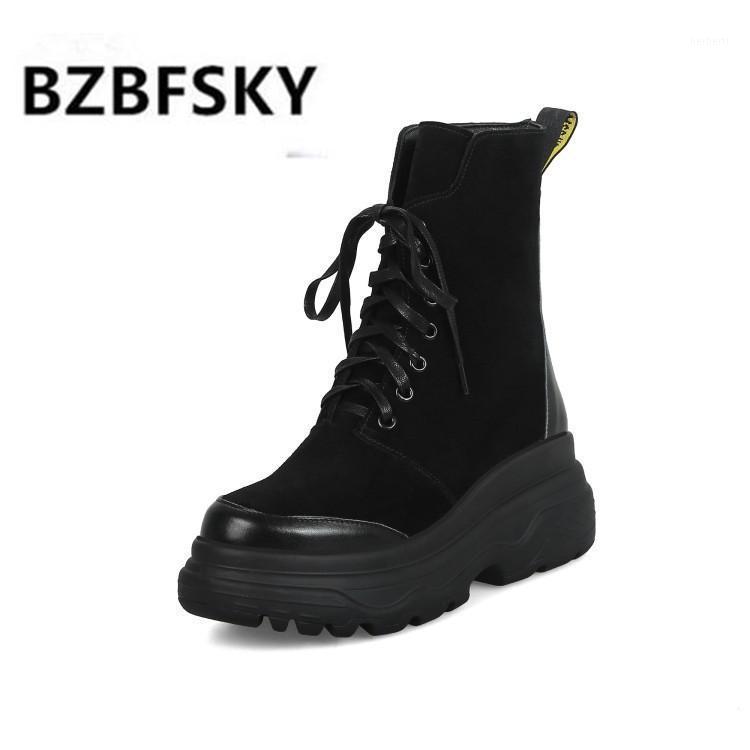 

2020 Vintage Thick Flat Platform Muffin Heels Creepers Boots Ladies Shoes Lace Up Gothic Punk Rock Motorcycle Boots1, Black