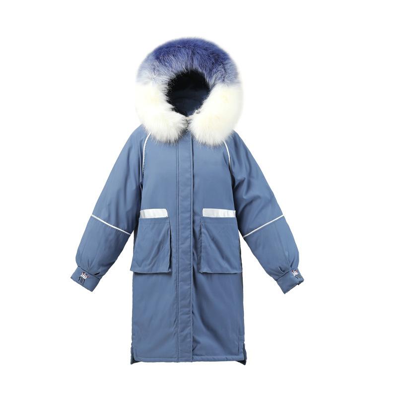

2021 New Women's Cotton Parkas Winter Long Cotton Coat Big Fur Collar Female Long Coats Embroidery Patchwork Ladies Jacket, Beige