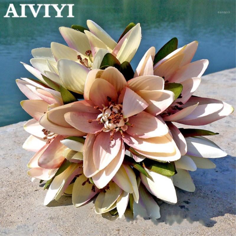 

Super beautiful Artificial Flower lotus silk flowes Water lily home decoration fake flower wedding party table decoration1, White