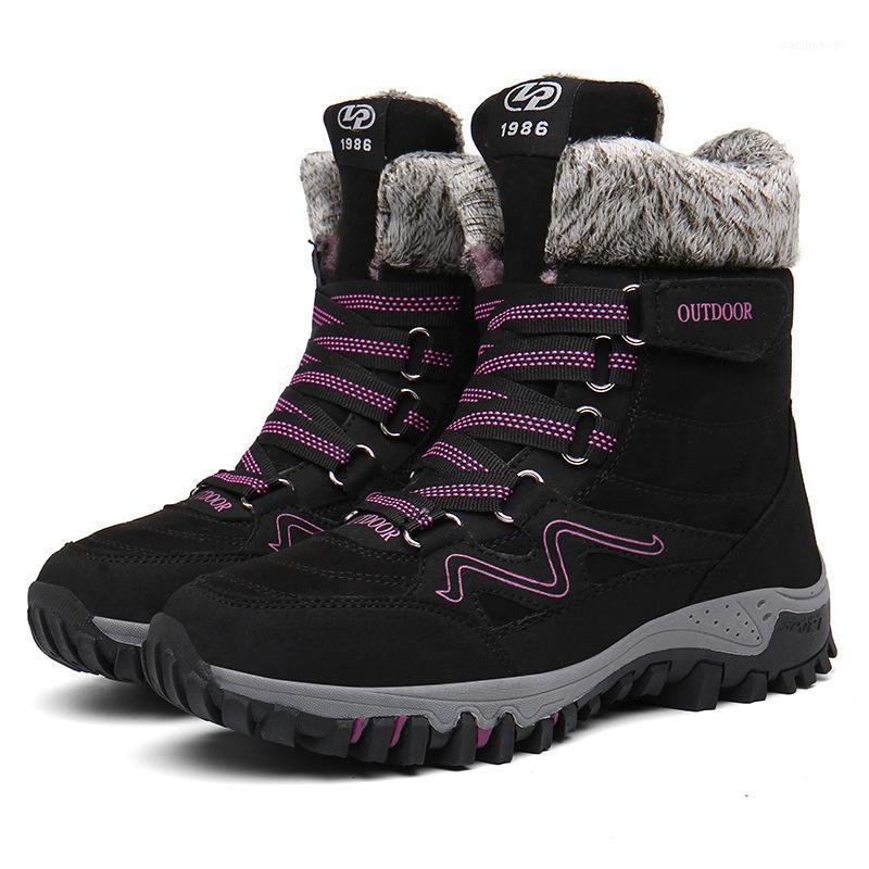 

High Top Rubber Ankle Boots Female Leather Men Boots Winter with Fur Super Warm Snow Men Winter Work Casual Shoes Sneakers1, Purple