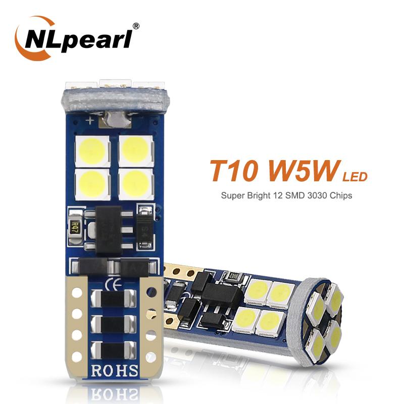 

NLpearl 2x Signal Lamp 12V T10 W5W Led Bulb 12V 3030SMD 168 194 W5W Led Canbus Auto License Plate Lamp Reading Interior Lights, As pic