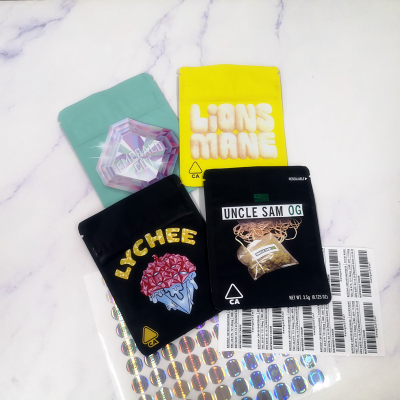 

New 3.5g Mylar Bags COOKIES California SF EMERALD CUT Lions Mane Lychee Uncle Sam OG Packaging Bags 420 Dry Herb Flowers