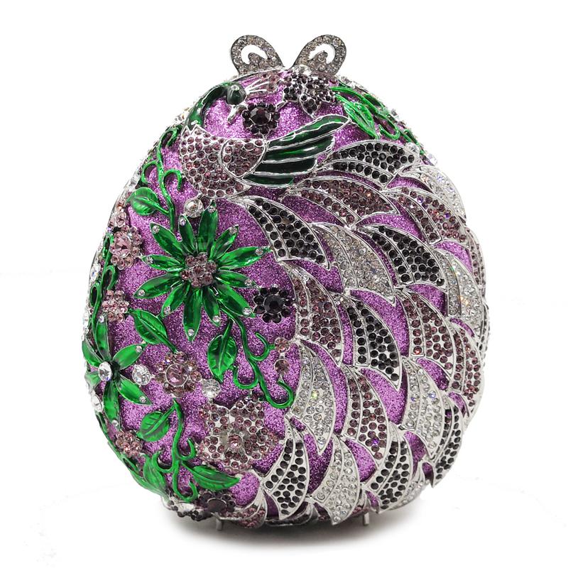 

New Fashion Purple Evening Bag Black Crystal Ladies Party Purse High Quality Silver And Gold Diamond Women Dinner Handbag Clutch, Show as picture