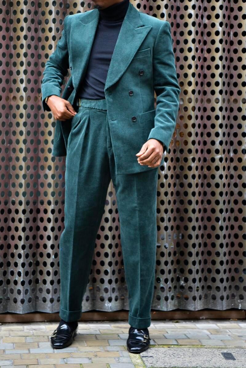 

Green Blazer Formal Men Suits Peaked Lapel Outfit Custom Made Two Piece High Quality Jacket Pants Groom Tuxedos, Black