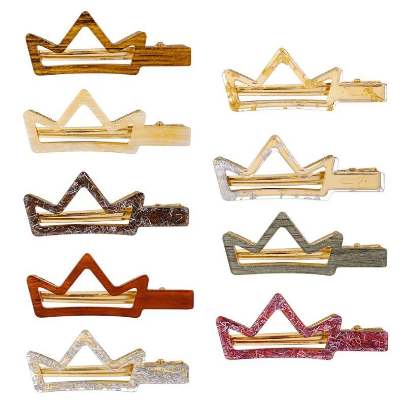 

Minimalist Women Acetate Hair Clip Hollow Out Tiara Crown Shape Hairgrip Tinfoil Sequin Marble Texture Side Bangs Hair Accessory