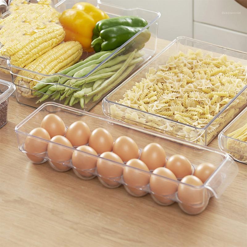 

Refrigerator Organizer Boxe Bins Stackable Fridge Egg Organizers Drawer Clear Plastic Pantry Storage Rack Egg Containers SD1