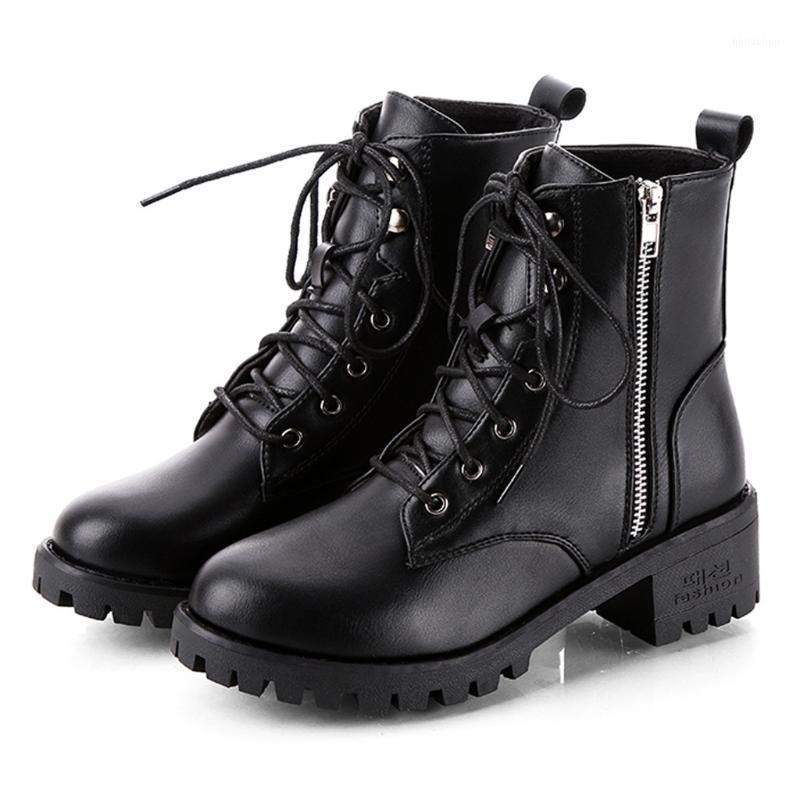 

Motorcycle Boots Ladies Vintage Combat Autumn Boots Army Punk Goth Women Women Biker PU Leather Short1, As pic