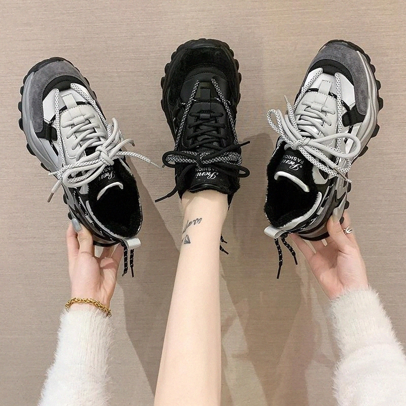 

Winter Platform Sneakers Women Shoes Plush Suede Sneakers Warm Vulcanized Shoes Fashion Women Chunky Trainers Basket Femme #vf4O
