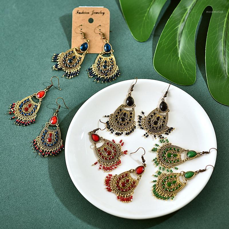 

Bohemian Opal Beads Earrings for Woman Retro Boho Long Water Drop Fringe Earrings 2020 Fashion Holiday Party Jewelry Gift1