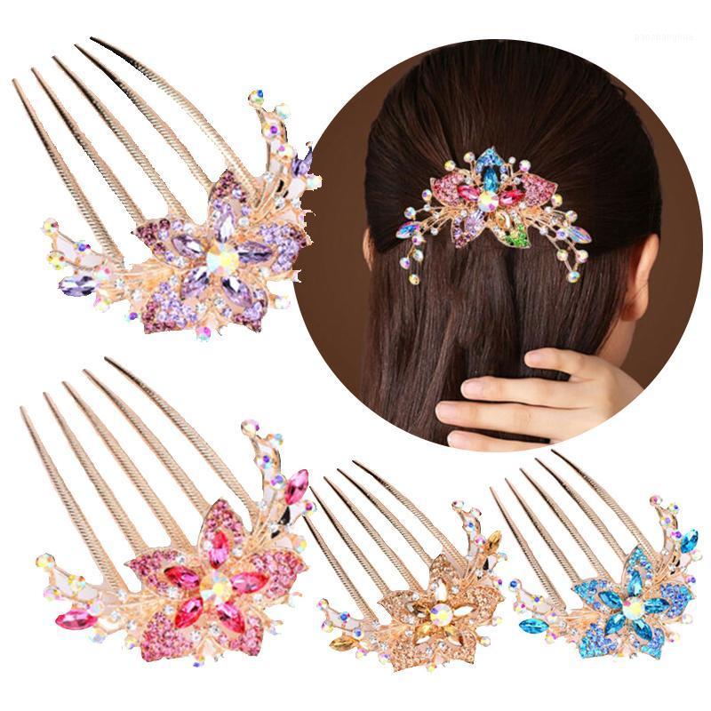 

Fashion Rhinestone Hair Clip Comb For Women Girls Crystal Hairpins Vintage Ornaments Bridal Wedding Accessories Clips & Barrettes, Golden;silver