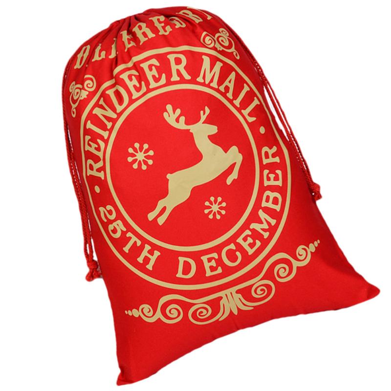

1pc Christmas Packing Bag Xmas Drawstring Bag Gift Canvas Pouch