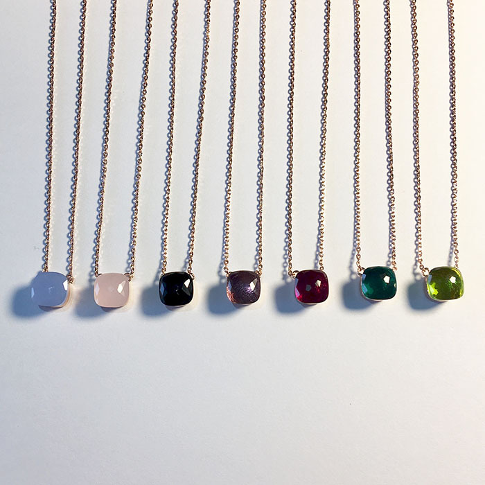 fashion jewelry gemstone candy crystal necklace solitaire pendant necklace women tourist beach necklace copper silver gold rose tricolor-image-631346230