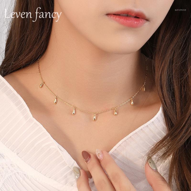 

Luxury 925 Sterling Silver Choker Neck Chain Sweet Waterdrop Statement Necklace Womens Jewelry Teardrop Charms Droplet Necklace1