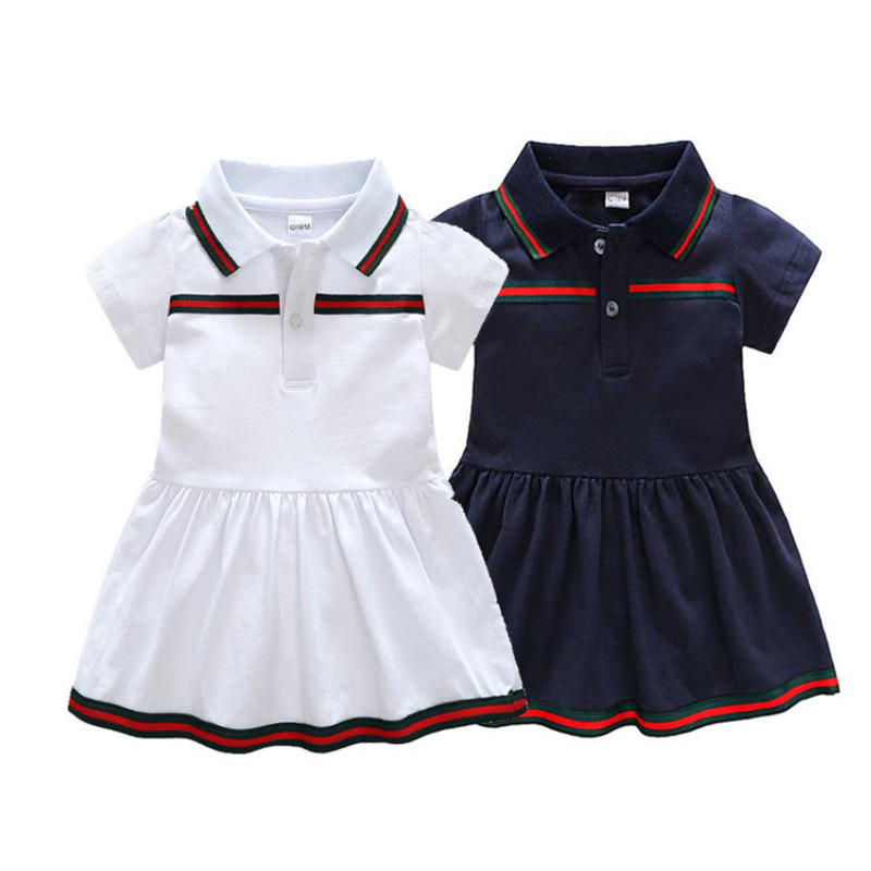 

baby clothes Baby Girls Striped Dresses 2018 Kids Short Sleeve Dress Children Solid Summer Clothes Girl Embroidery Dress For 6M-24M, Red;yellow