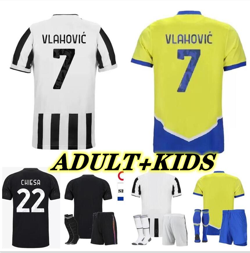 

DUSAN VLAHOVIC soccer jerseys 2021 2022 KEAN DYBALA MORATA CHIESA McKENNIE LOCATELLI soccer jersey Top 21 22 JUVE Kit Man Children THAI, Black;yellow