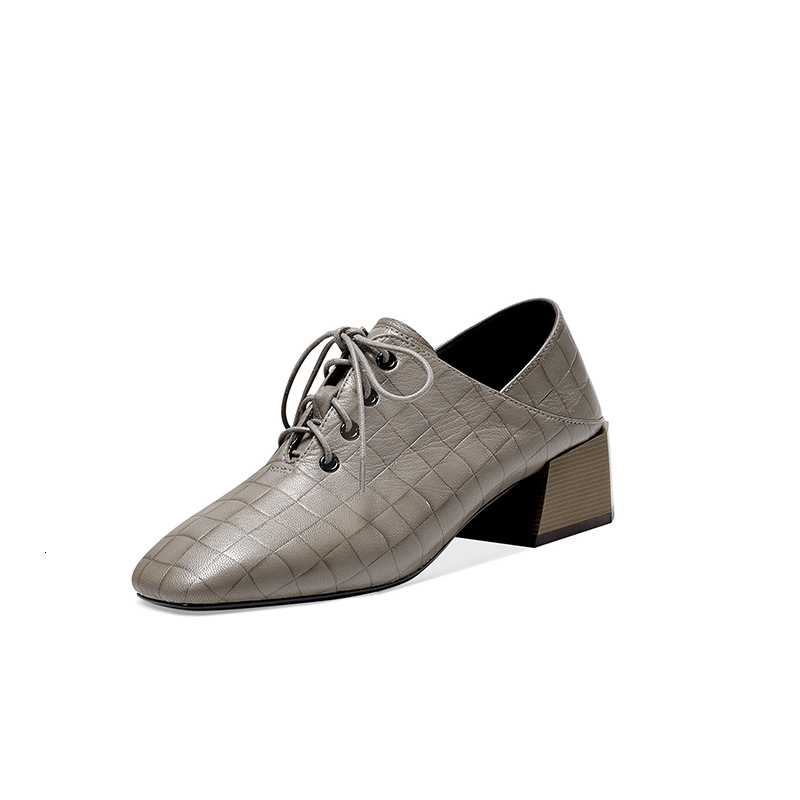 

2021 Female Pumps Plus Size on Stone Relief Grain Sheepskin Women's Shoes Fashion Europe and America TRZX, Black