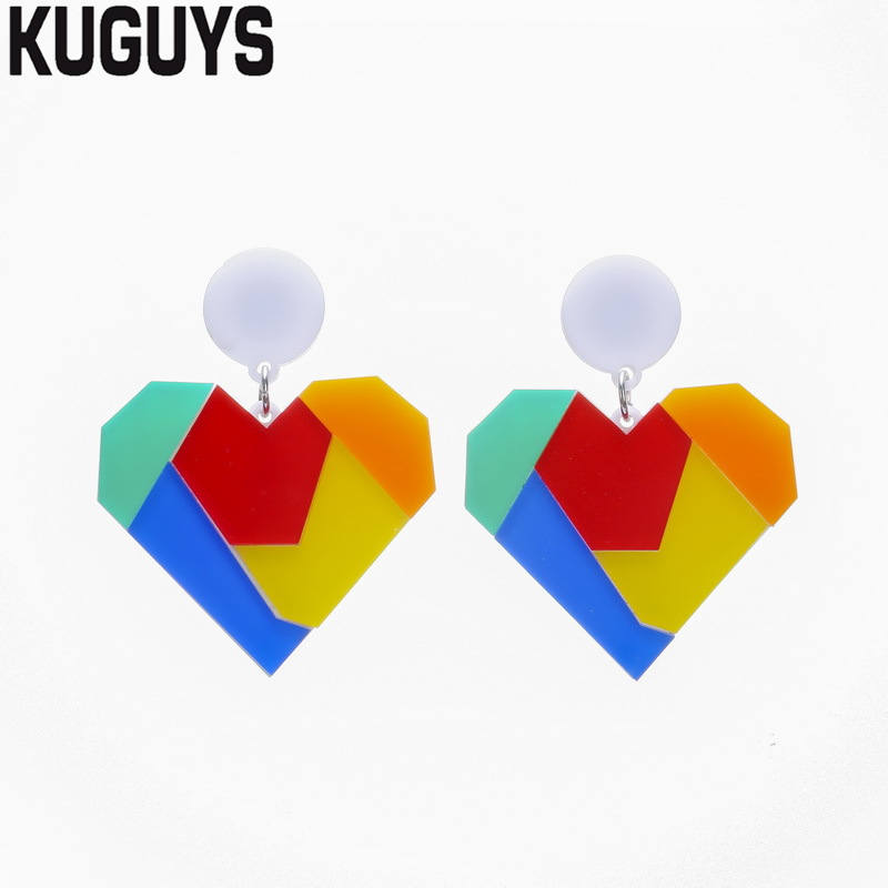 

New lovely color heart earrings for women fashion jellies chic drop earrings jewelry summer accessories