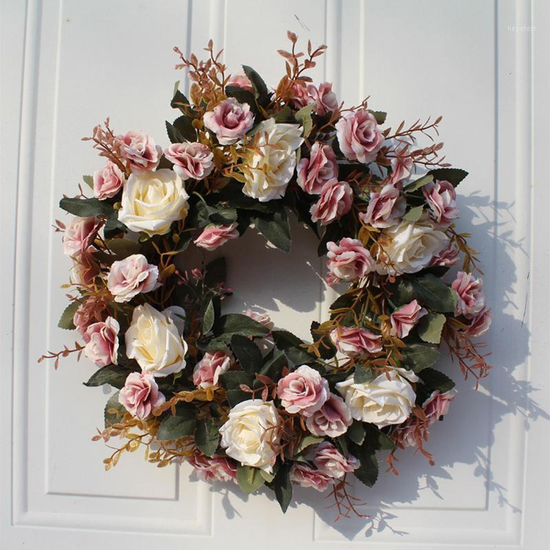 

Simulation Flower Garland Easter Decoration Door Wall Wreathes 40cm Floral Wreath Christmas Decoration for Home Wedding Gifts1, 40cm red