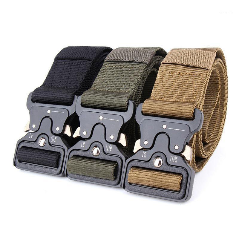 

3.8cm Men Tactical Nylon Belt Outdoor Hiking Sports Waistband Army Buckle Waist Belts1, Green