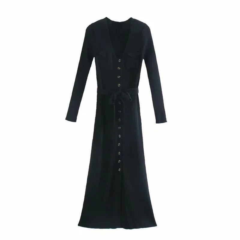 

2021 New Fashion Women Solid Slim Sweater Long Sleeve v Neck Buttons Ladies Midi with Slash Free Shipping Russia O8il, C1