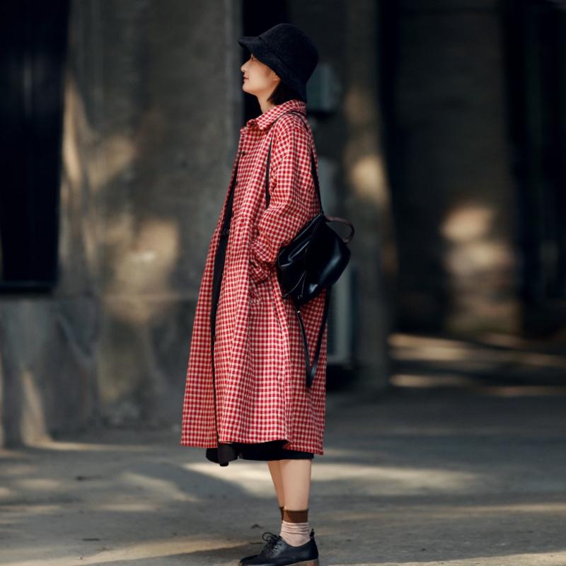 

Women Plaid Long Blouse Shirt Female Vintage Loose Fleece Plus Size Long Tops Ladies 2020 Retro Plaid Shirts Cardigans, Black