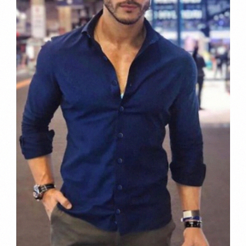 Men's Shirt Solid Colored Classic Collar Daily Long Sleeve Slim Tops White Black Pink / Fall / Spring i19n#