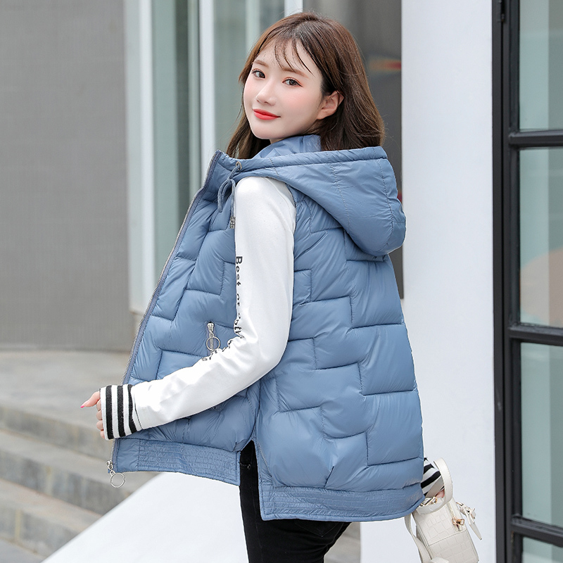 

Women's Winter Sleeveless Jacket With Zipper Solid Hooded Vest Woman Cotton Padded Plus Size Thick Casual Female Outwear 210204, Yellow