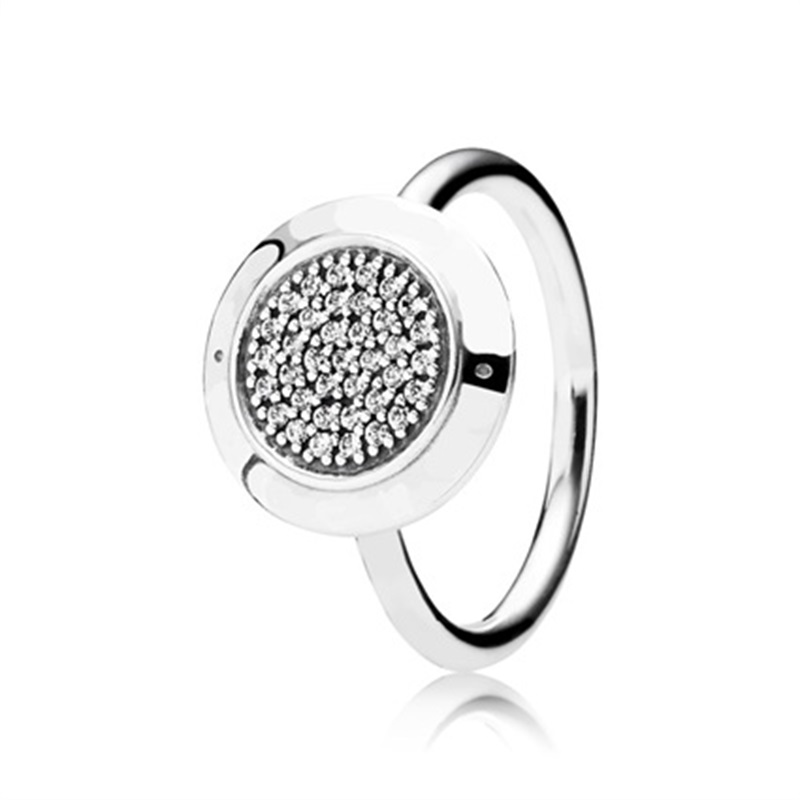 

925 Sterling Silver CZ Diamond Disc Wedding Ring Women Gift Jewelry for Pandora Signature Pave Ring Original Box set 43 O2