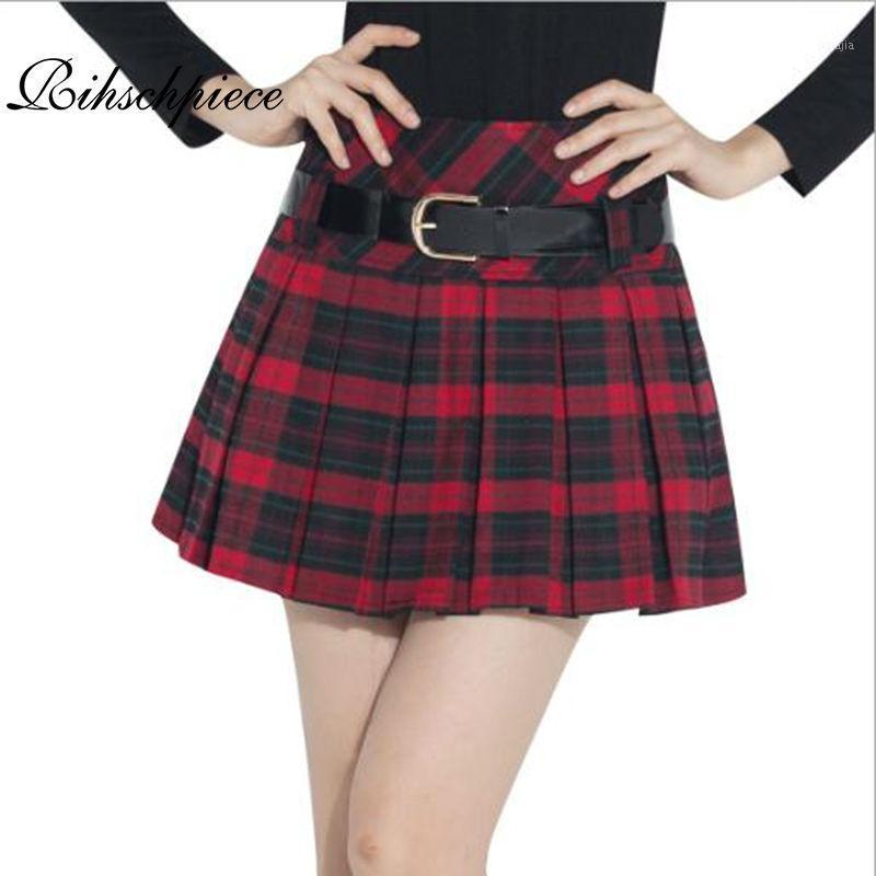 

Rihschpiece Lolita Mini Skirt Women Vintage Kilt Winter Tutu Skirt Womens Shorts Pleated Skirts High Waist Plaid RZF8841, Red