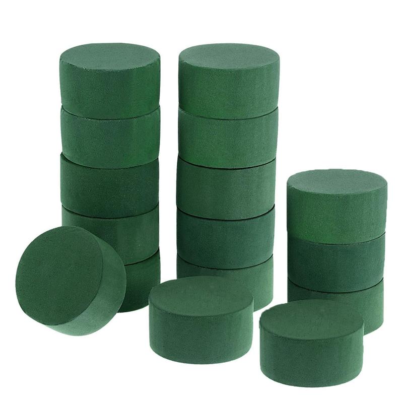 

DIY Flower Arrangement Kit Green Round Wet Floral Foam, Wedding Aisle Flowers, Party Decoration (Flower Foam, 16 Pieces