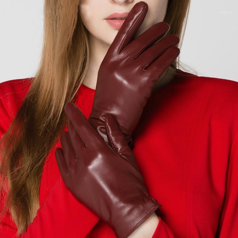 

Five Fingers Gloves Touchscreen Sheepsking Male Female Autumn Winter Thicken Driving Plus Velvet Warm Couple Real Leather TE36131