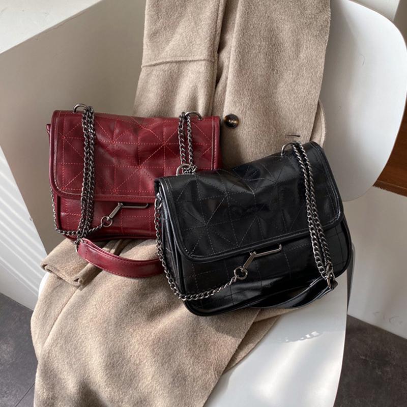 

Large-capacity Shoulder Bag Retro Women's Messenger Bag 2021 Diamond Lattice Chain Crossbody Portable Travel Bags X116H, Black