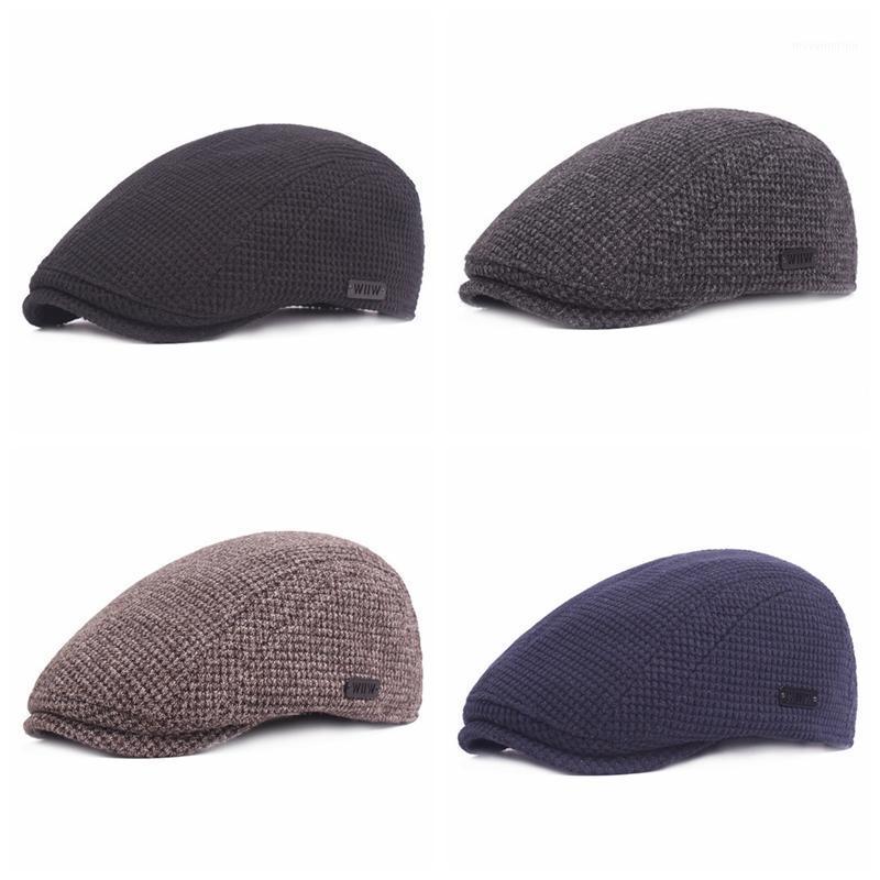 

1pcs Mens Unisex Blinders Forward Thick Warm Beret Hat Newsboy Flat Cap Herringbone Tweed Wool Baker Retro Adjustable HYZ10121, Black