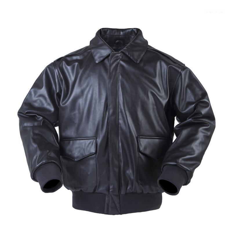 

2020 Brand US Pilot Air Foce army High Quality PU Leather Jacket For Mens Motorcycle Winter Bomber Flight Jackets A91291, Black