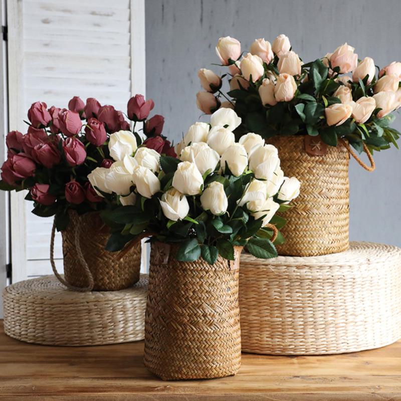 

Silk Rose Bouquet Artificial Flowers for Wedding Decoration Flower Arrangement Photo Props Flower Wall Christmas Home Decoration, Beige