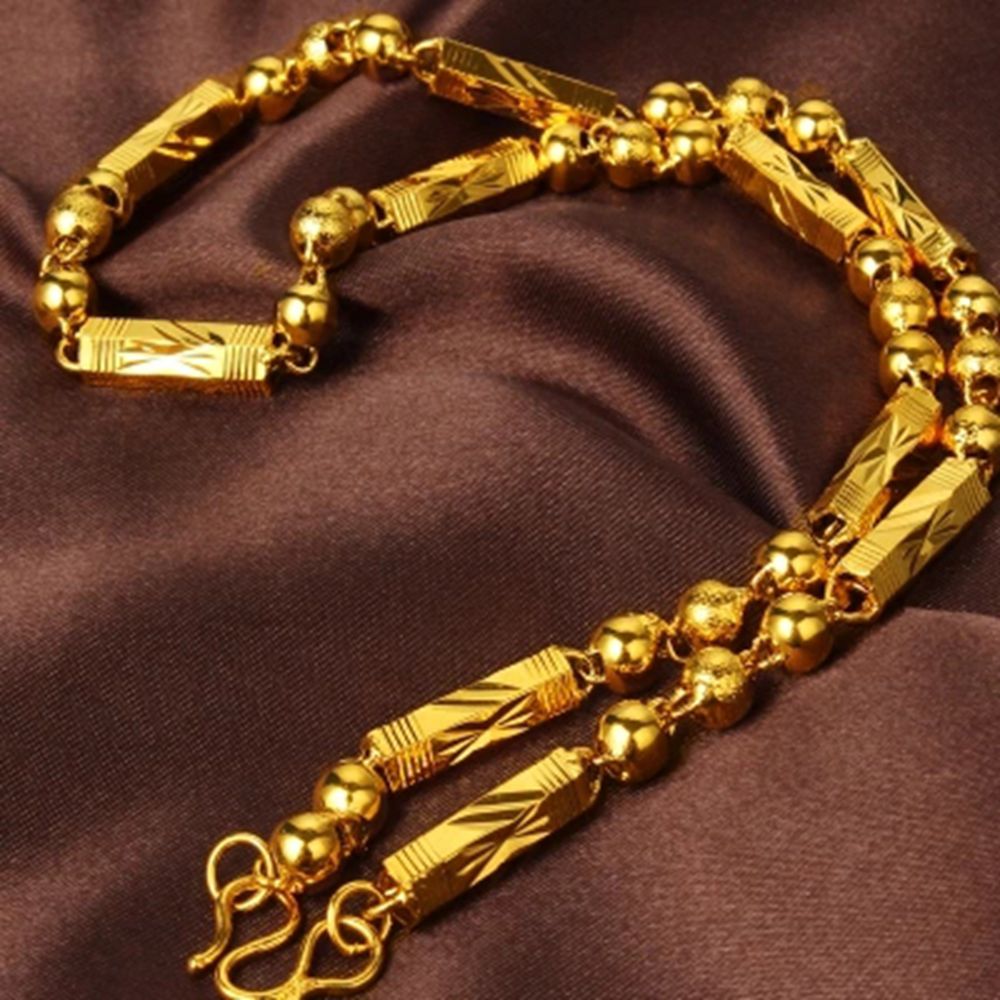 Mens Necklace Classic Chain Solid Gold Filled Mens Jewelry 18 inches Fashion Choker Accessories Statement Necklace-image-601059499