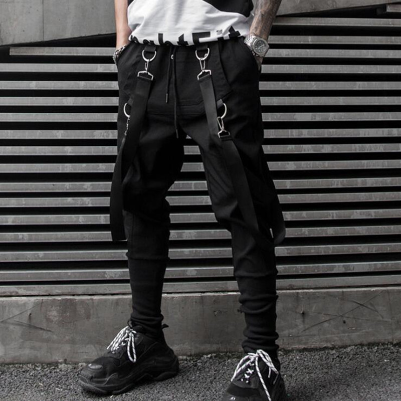 

2021 Tapes Patchwork Hip Hop From Men's Multi-pockets Cargo Pants Occasional Man's Vintage Stage Nightclub Sweaters Corridors 0ir2, Black