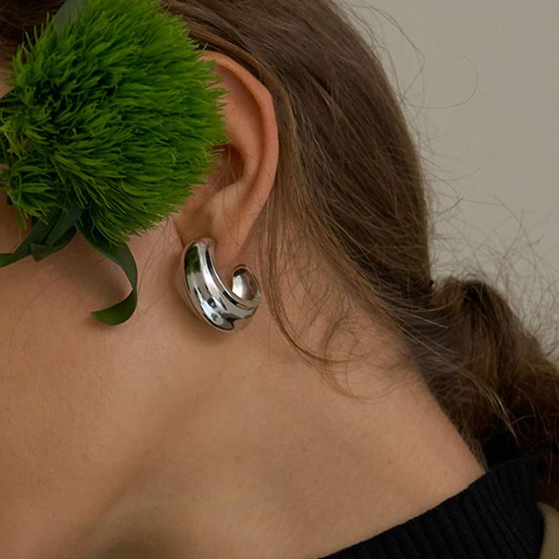 

Hoop & Huggie Peri'sBox Hollow Wide Chunky Earrings O Shape Geometric For Women Circle Minimalist Hoops 2021 Jewelry