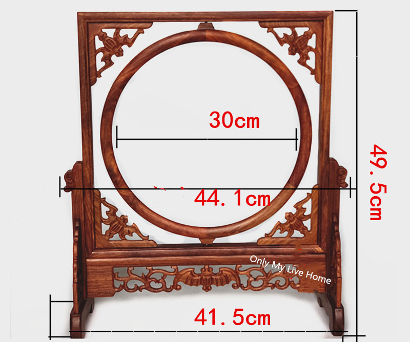 Chinese Style Rosewood Wooden Frame Mirror Stand Photo Picture Frame Antique Carved Paintings Frame Home Office Decor Ornaments-image-592593054