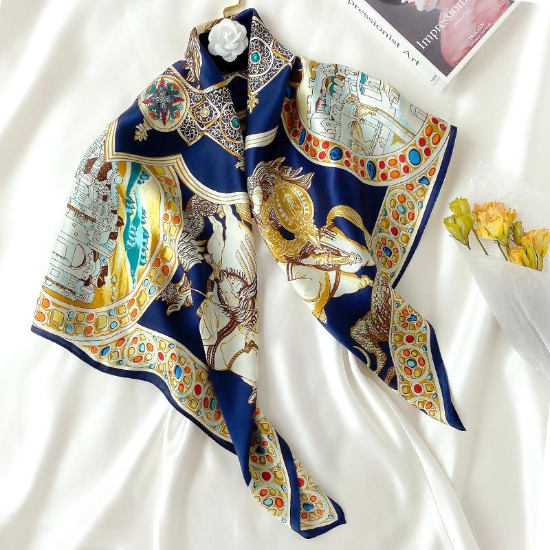 

2021 Hijab Winter 90 X90cm Square Women 100% Real Silk Shawls For Mulberry Scarves Bandana Scarf Foulard Poncho Brand