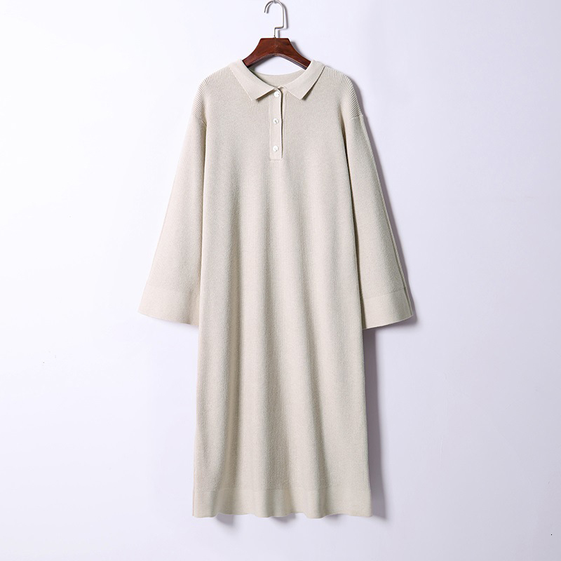 

2021 New Oversized Long Knit Women Maxi Straight Thick Warm Turn-down Collar Sweater Autumn Winter Button Party Dress Rck9, Coffice