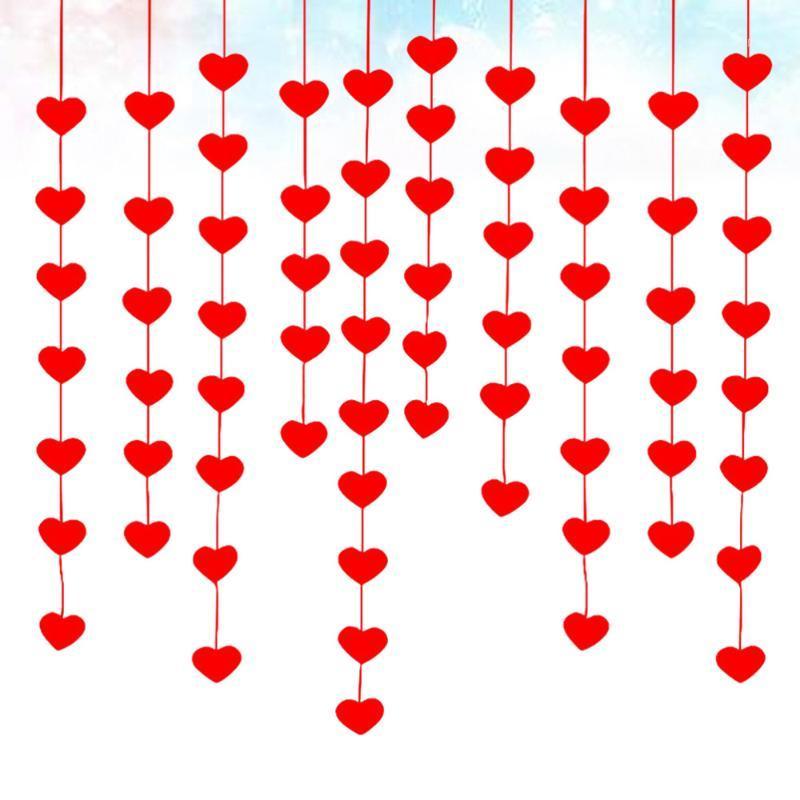 

10PCS 3M Long Heart-shaped Bunting Non-woven Heart-shaped Hanging Flag Marriage Room Decoration for Birthday Date Wedding Propos1