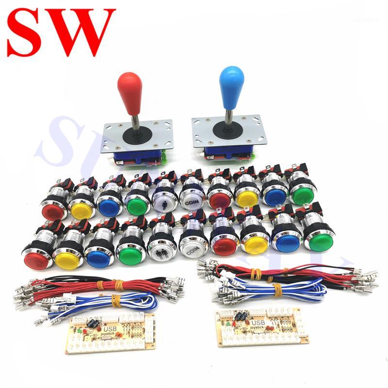 

Zero Delay Arcade DIY kit Arcade parts Bundles 2* ZIPPY Joystick 2* 32mm Chrome Push Button USB to PC /Raspberry Pi Board1